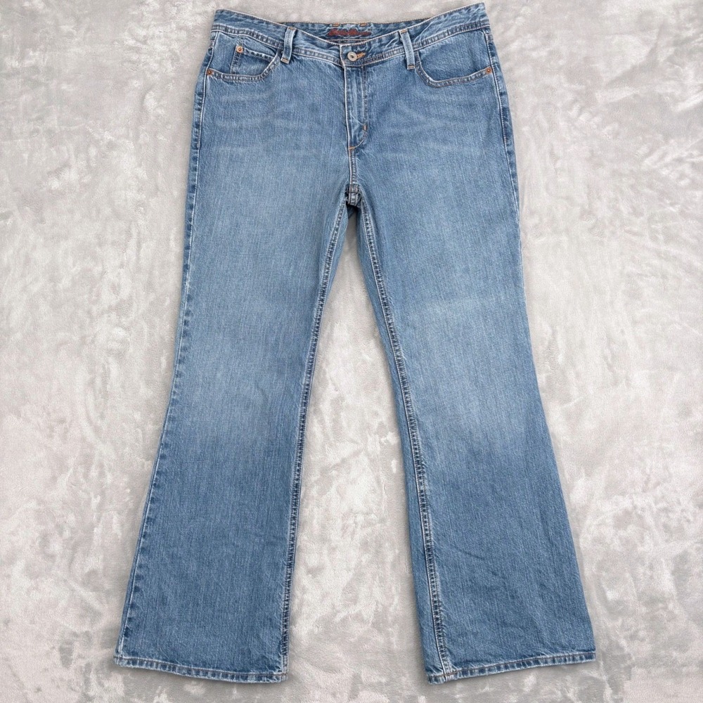 Eddie Bauer Jeans‎ Womens 14S (Fits 34x29.5) Blue Bootcut Mid Rise Y2K Classic